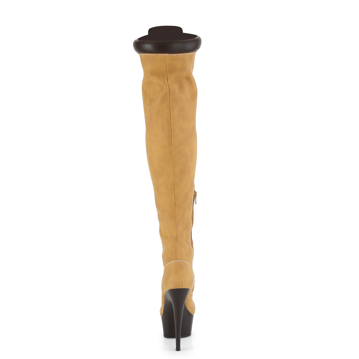Pleaser Womens Boots DELIGHT-3000TL Tan Nubuck Faux Leather/Dark Brown Matte