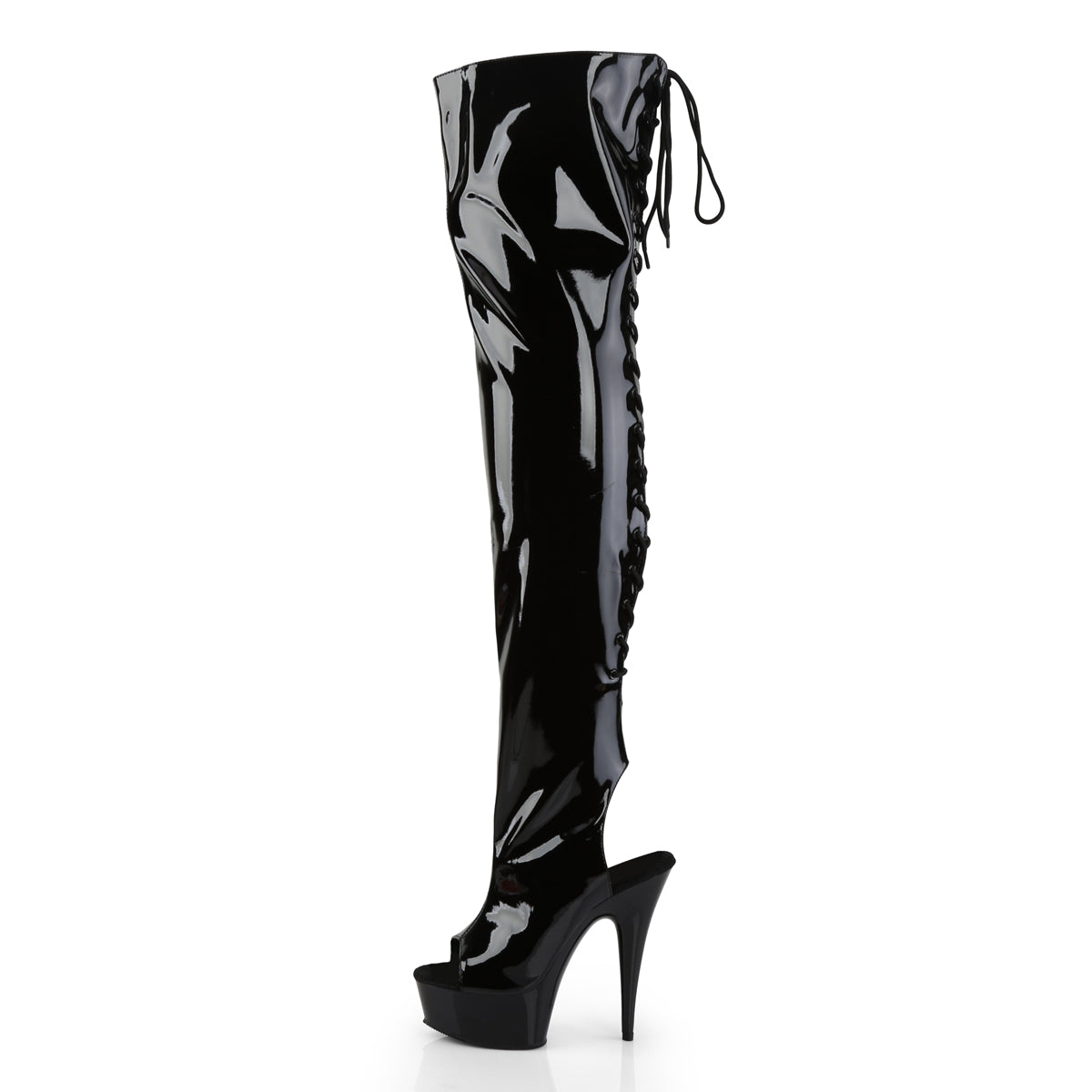 Pleaser Womens Boots DELIGHT-3017 Blk Str Pat/Blk