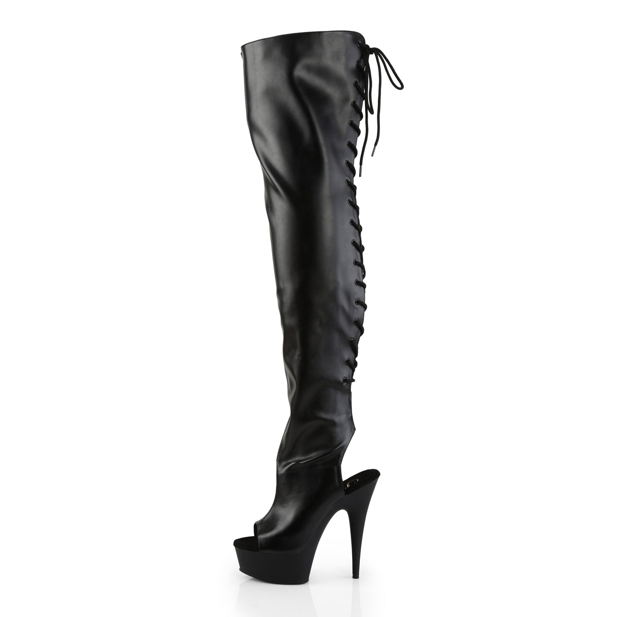 Pleaser Womens Boots DELIGHT-3017 Blk Str Faux Leather/Blk