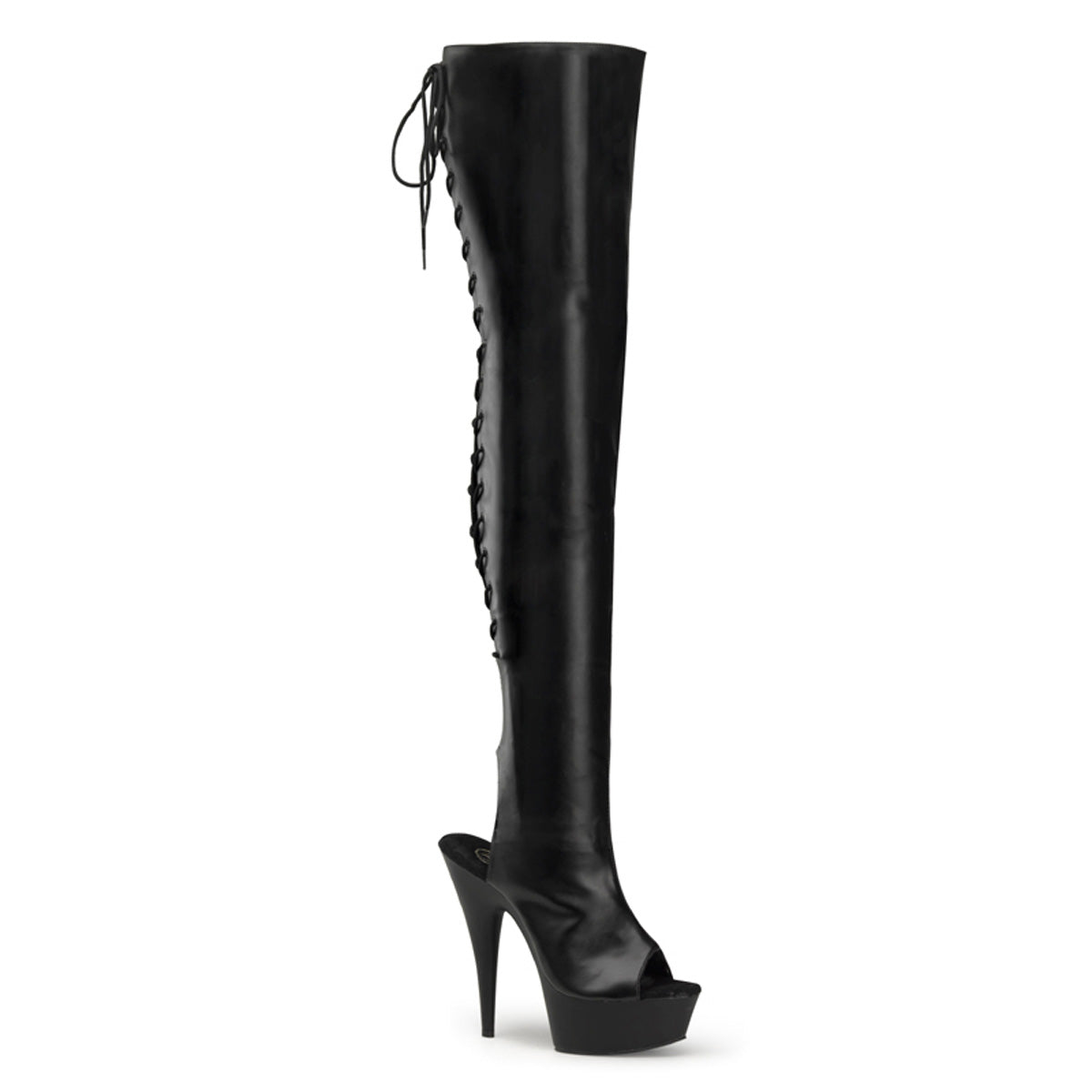 Pleaser Womens Boots DELIGHT-3017 Blk Str Faux Leather/Blk