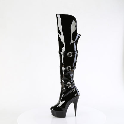 Pleaser   DELIGHT-3018 Blk Str. Pat/Blk