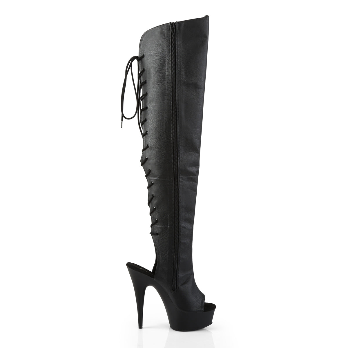 Pleaser Womens Boots DELIGHT-3019 Blk Faux Leather/Blk Matte