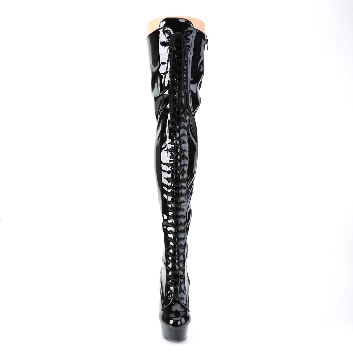 Pleaser Womens Boots DELIGHT-3023 Blk Str Pat/Blk