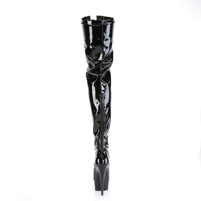 Pleaser  Boots DELIGHT-3027 Blk-Red Str. Pat/Blk