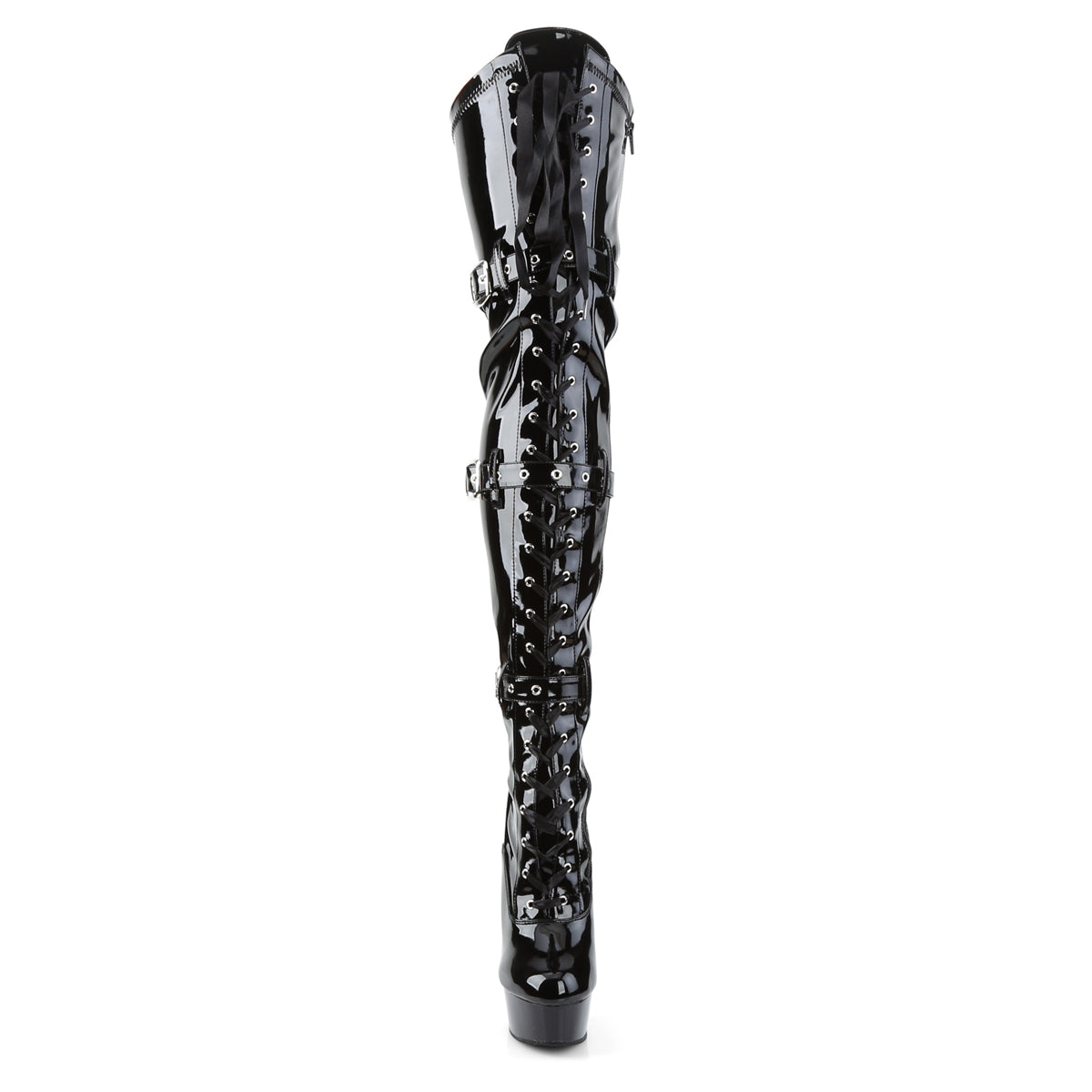 Pleaser Womens Boots DELIGHT-3028 Blk Str Pat/Blk
