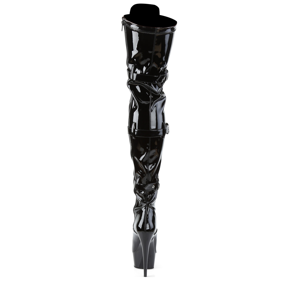 Pleaser Womens Boots DELIGHT-3028 Blk Str Pat/Blk