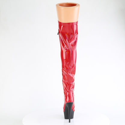 Pleaser   DELIGHT-3029 Red Str Hologram Pat/Blk Matte