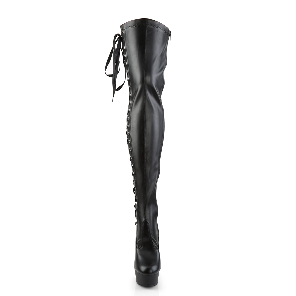 Pleaser Womens Boots DELIGHT-3050 Blk Str Faux Leather/Blk Matte
