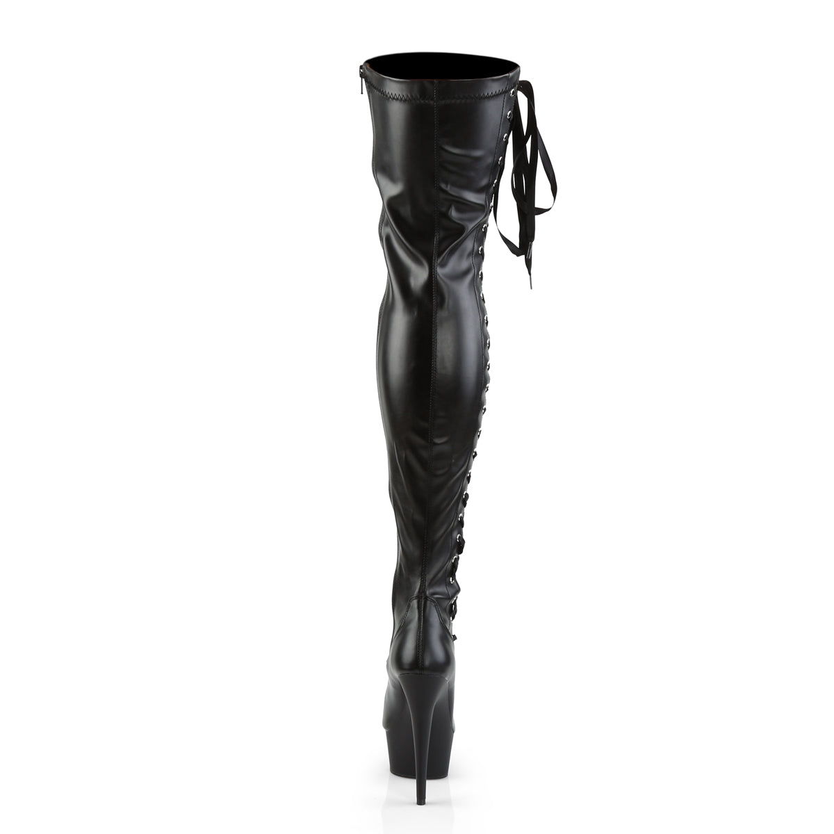 Pleaser Womens Boots DELIGHT-3050 Blk Str Faux Leather/Blk Matte