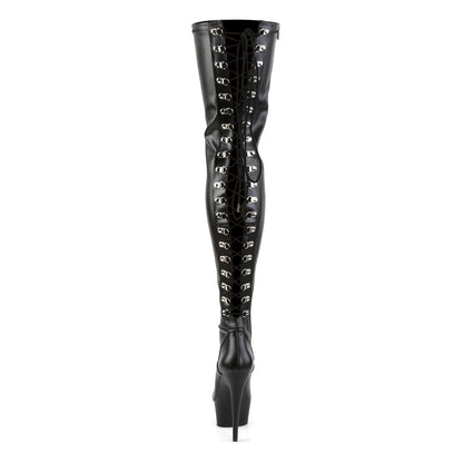 Pleaser Womens Boots DELIGHT-3063 Blk Str Faux Leather/Blk