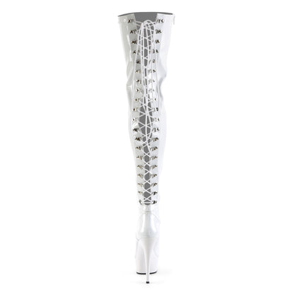 Pleaser Womens Boots DELIGHT-3063 Wht Str Pat/Wht
