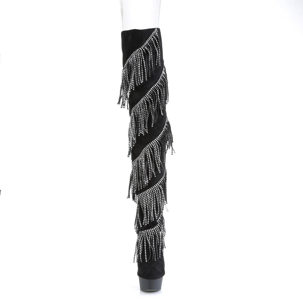 Pleaser Womens Boots DELIGHT-3065 Blk Faux Suede-Slv/Blk Matte