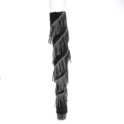 Pleaser Womens Boots DELIGHT-3065 Blk Faux Suede-Slv/Blk Matte