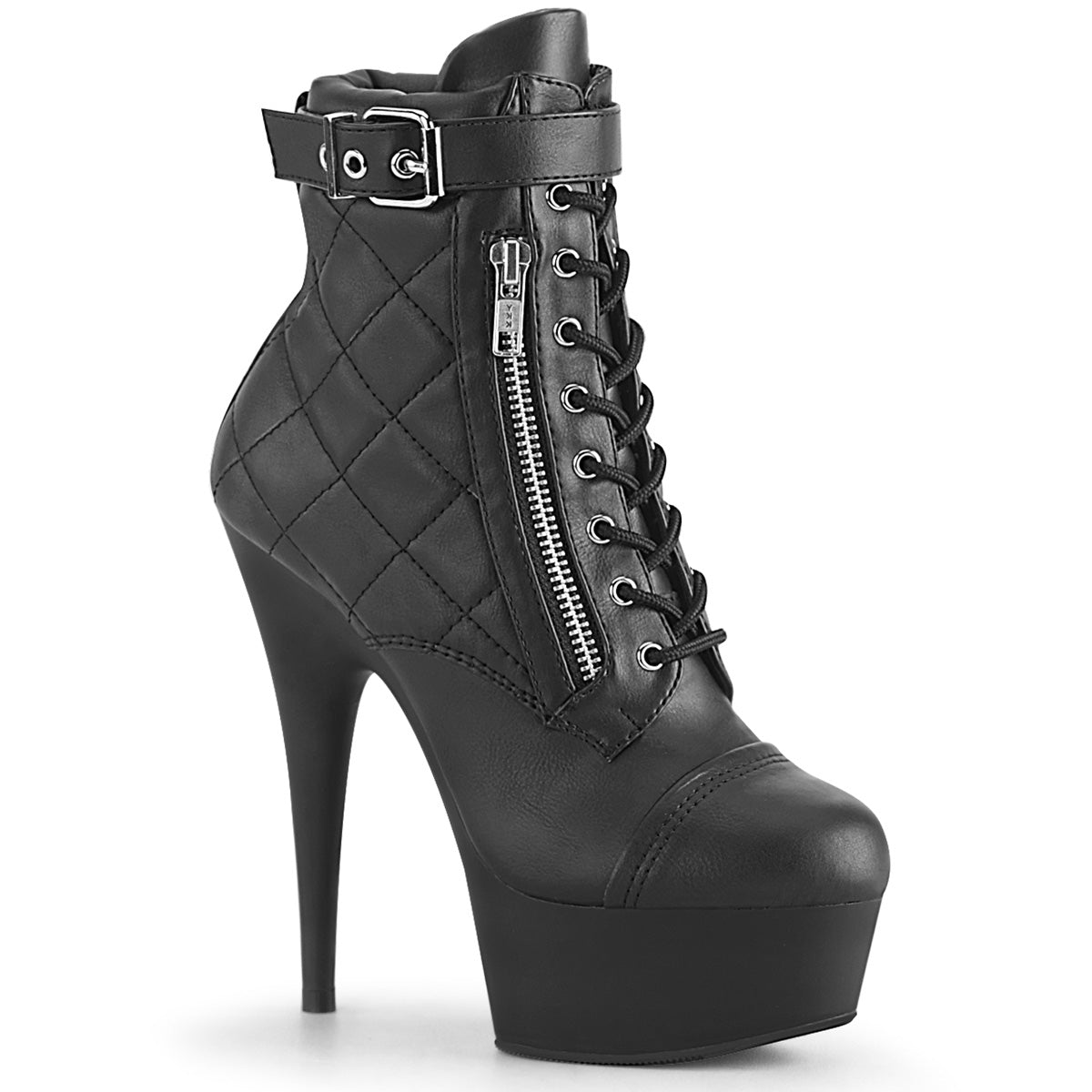 Pleaser Womens Ankle Boots DELIGHT-600-05 Blk Faux Leather/Blk Matte