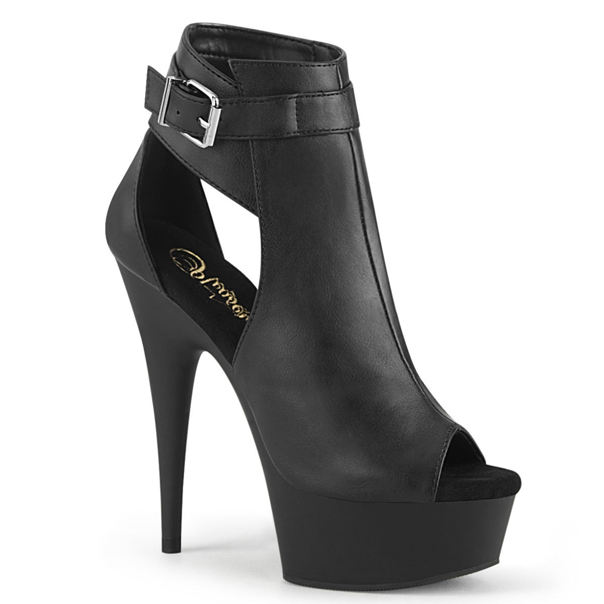 Pleaser Womens Ankle Boots DELIGHT-600-10 Blk Faux Leather/Blk Matte