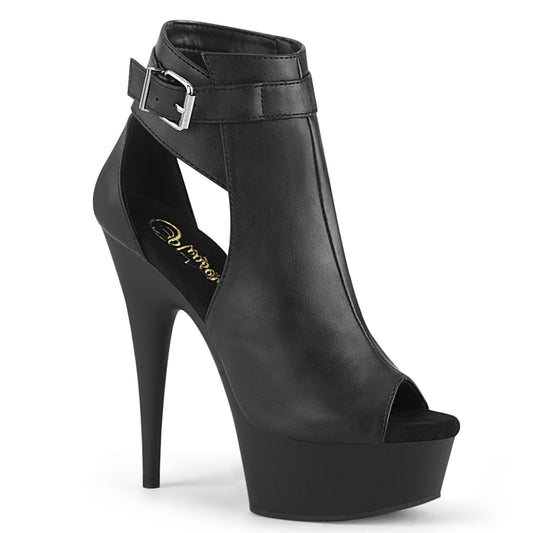 Pleaser Womens Ankle Boots DELIGHT-600-10 Blk Faux Leather/Blk Matte