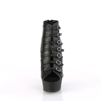 Pleaser   DELIGHT-600-11 Blk Faux Leather/Blk Matte