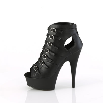 Pleaser   DELIGHT-600-11 Blk Faux Leather/Blk Matte