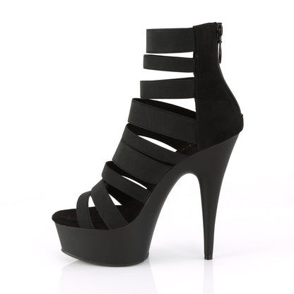 Pleaser Womens Sandals DELIGHT-600-17 Blk Elastic Band/Blk Matte