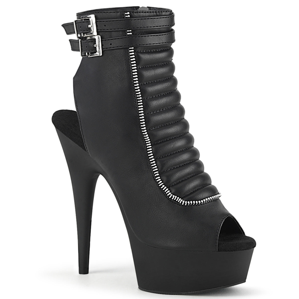 Pleaser Womens Ankle Boots DELIGHT-600-18 Blk Faux Leather/Blk Matte