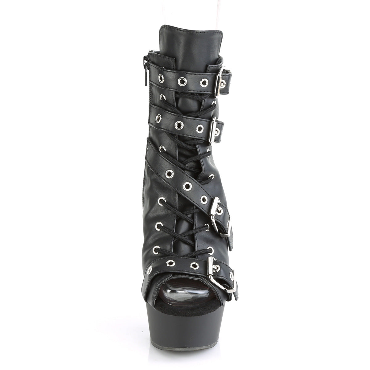 Pleaser Womens Ankle Boots DELIGHT-600-19 Blk Faux Leather/Blk Matte