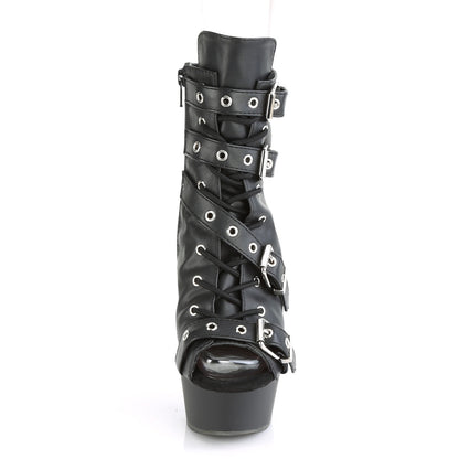 Pleaser Womens Ankle Boots DELIGHT-600-19 Blk Faux Leather/Blk Matte