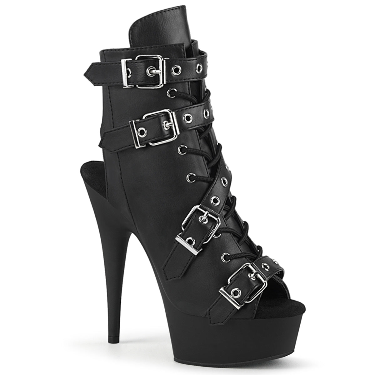 Pleaser Womens Ankle Boots DELIGHT-600-19 Blk Faux Leather/Blk Matte