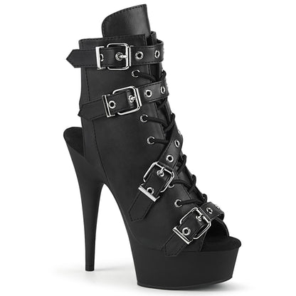Pleaser Womens Ankle Boots DELIGHT-600-19 Blk Faux Leather/Blk Matte