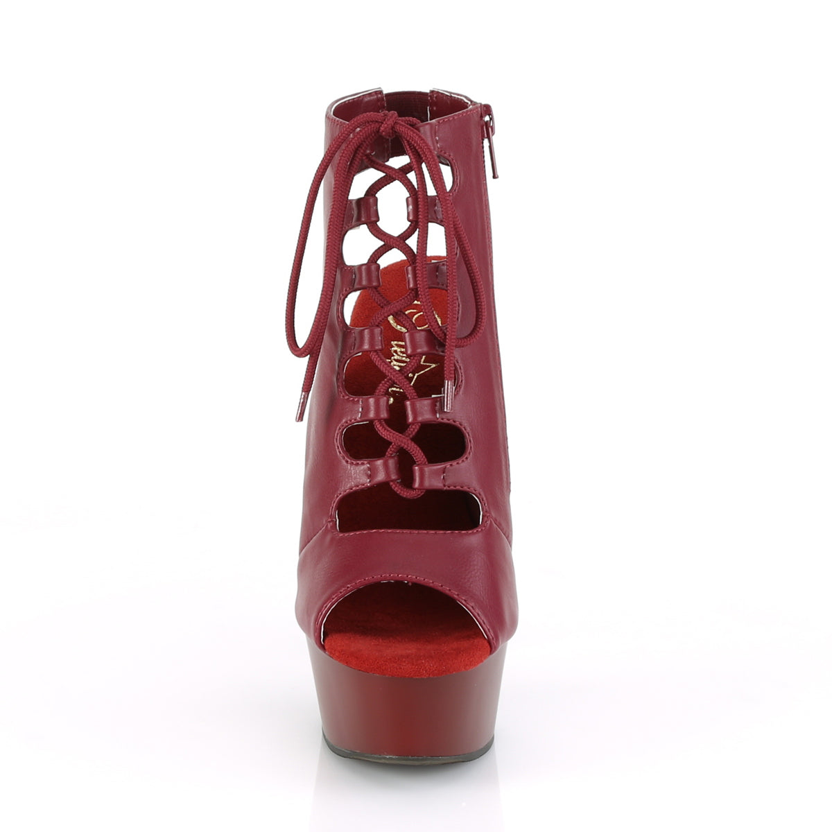 Pleaser Womens Ankle Boots DELIGHT-600-20 Burgundy Faux Leather/Burgundy Matte