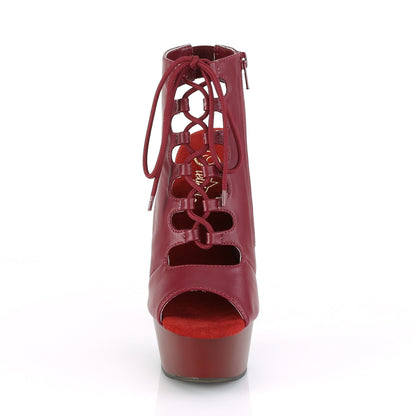Pleaser Womens Ankle Boots DELIGHT-600-20 Burgundy Faux Leather/Burgundy Matte