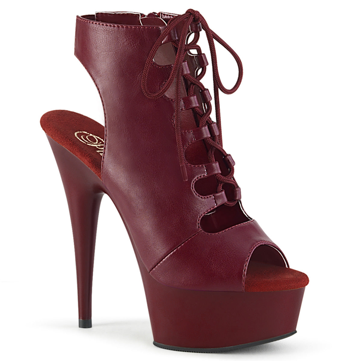 Pleaser Womens Ankle Boots DELIGHT-600-20 Burgundy Faux Leather/Burgundy Matte