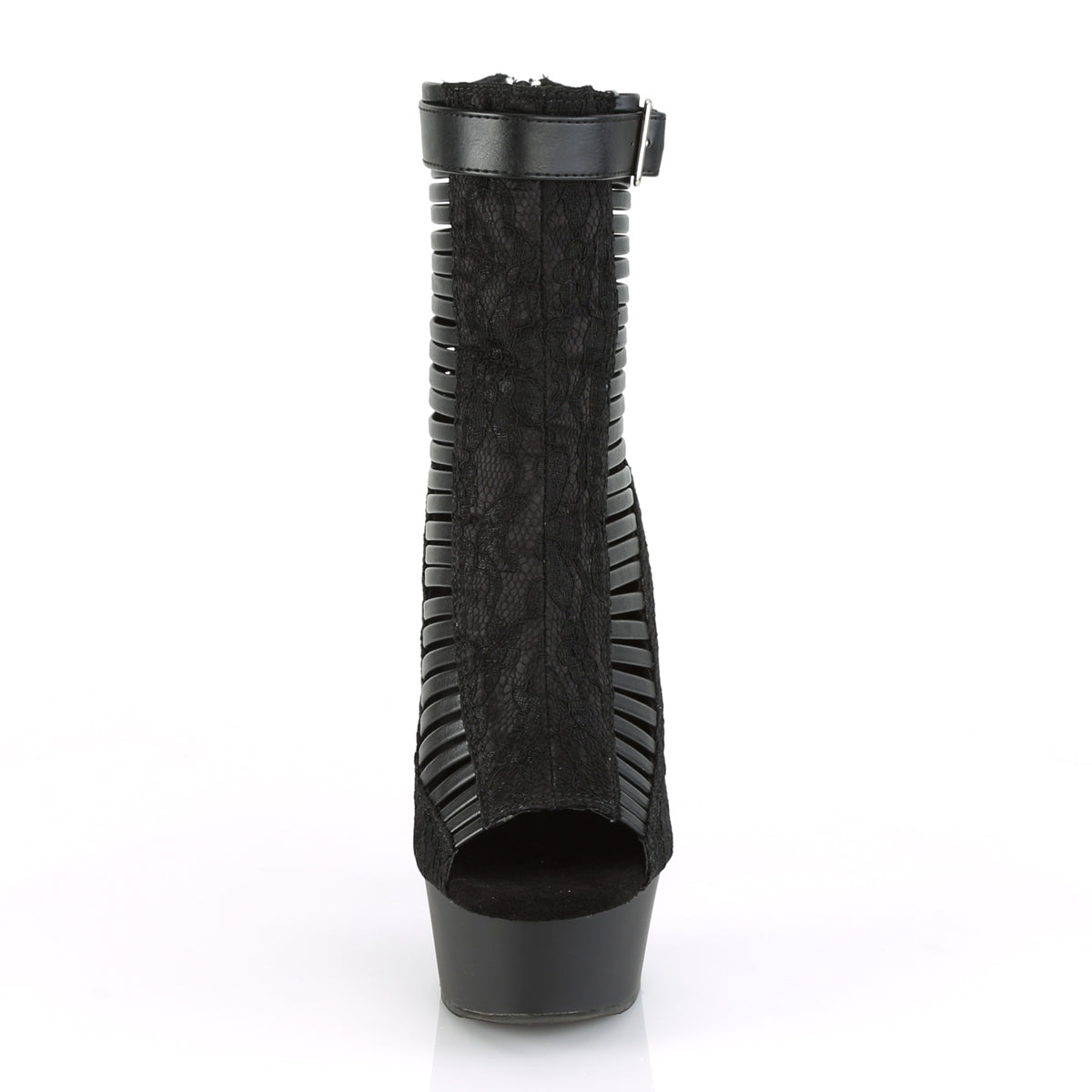 Pleaser Womens Ankle Boots DELIGHT-600-27LC Blk Faux Leather-Fabric/Blk Matte