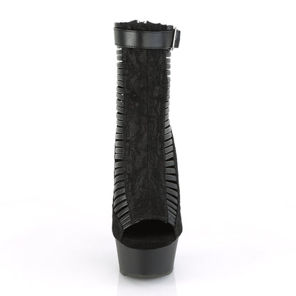 Pleaser Womens Ankle Boots DELIGHT-600-27LC Blk Faux Leather-Fabric/Blk Matte