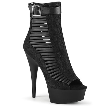 Pleaser Womens Ankle Boots DELIGHT-600-27LC Blk Faux Leather-Fabric/Blk Matte
