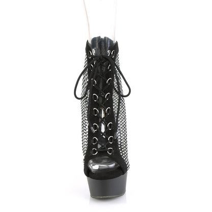 Pleaser  Ankle Boots DELIGHT-600-33RM Blk Faux Suede-RS Mesh/Blk Matte