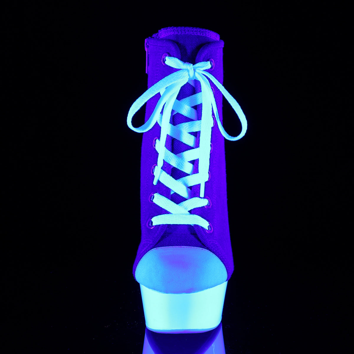 Pleaser Womens Ankle Boots DELIGHT-600SK-02 Denim Blue Canvas/Neon White