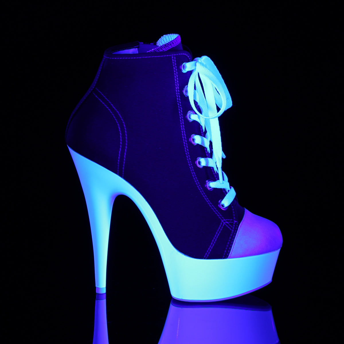 Pleaser Womens Ankle Boots DELIGHT-600SK-02 Red Canvas/Neon White