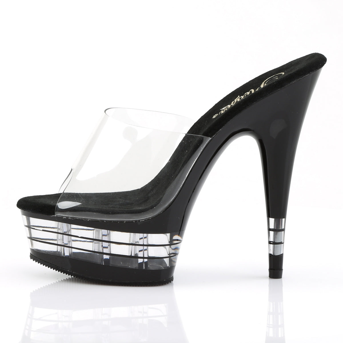 Pleaser Womens Sandals DELIGHT-601LN Clr/Blk