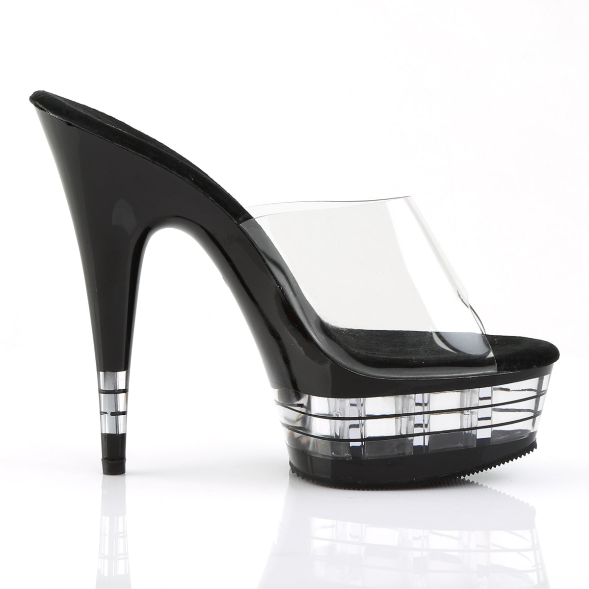 Pleaser Womens Sandals DELIGHT-601LN Clr/Blk