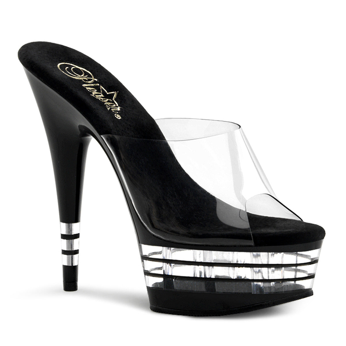 Pleaser Womens Sandals DELIGHT-601LN Clr/Blk