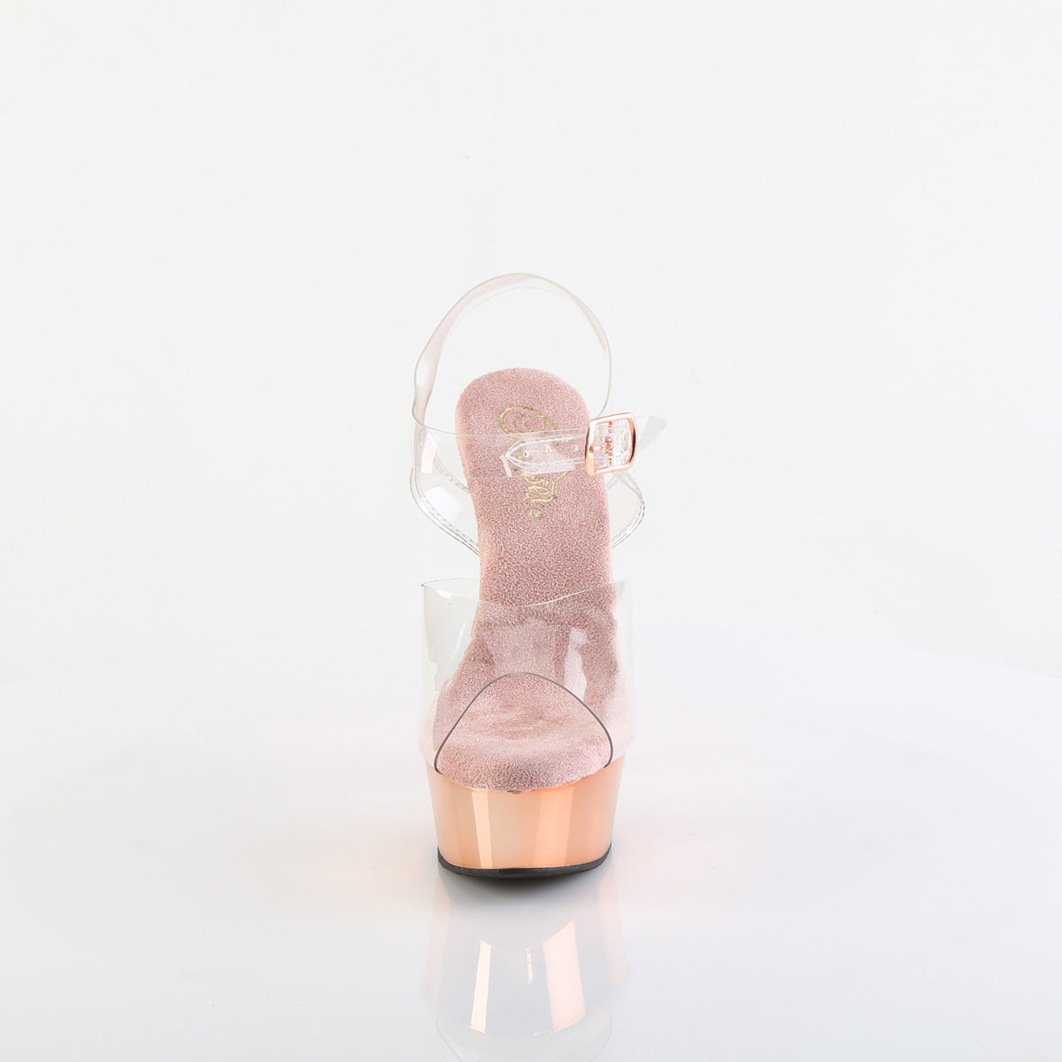Pleaser Womens Sandals DELIGHT-608 Clr/Rose Gold Chrome