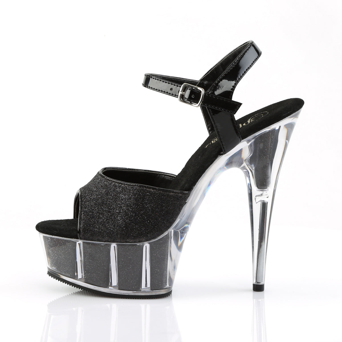 Pleaser Womens Sandals DELIGHT-609-5G Blk Gltr/Blk Gltr