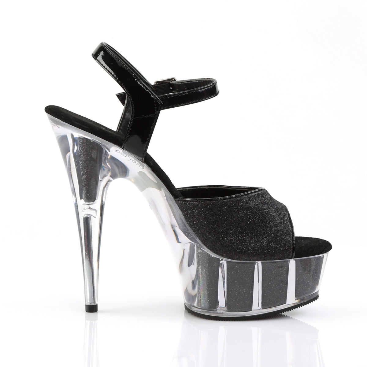 Pleaser Womens Sandals DELIGHT-609-5G Blk Gltr/Blk Gltr