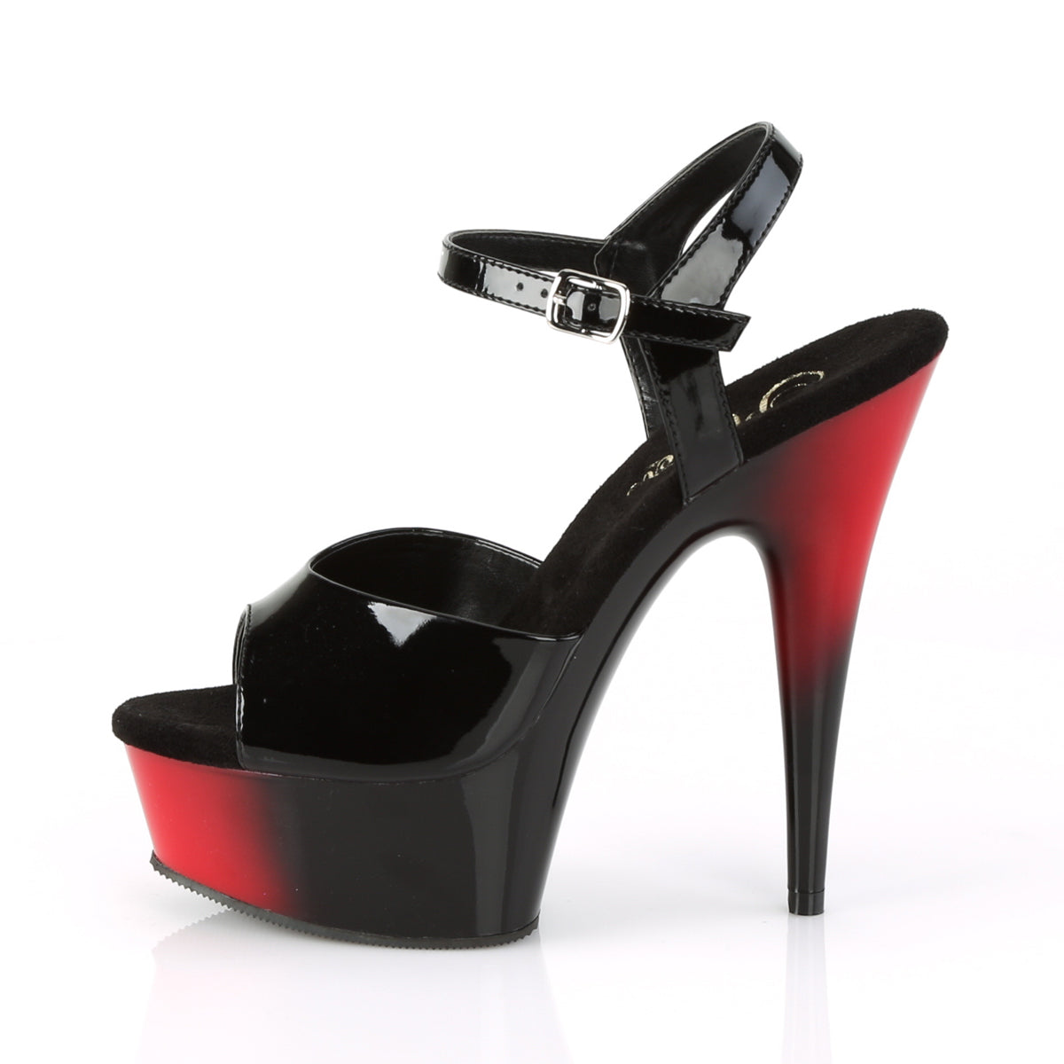 Pleaser Womens Sandals DELIGHT-609BR Blk Pat/Red-Blk