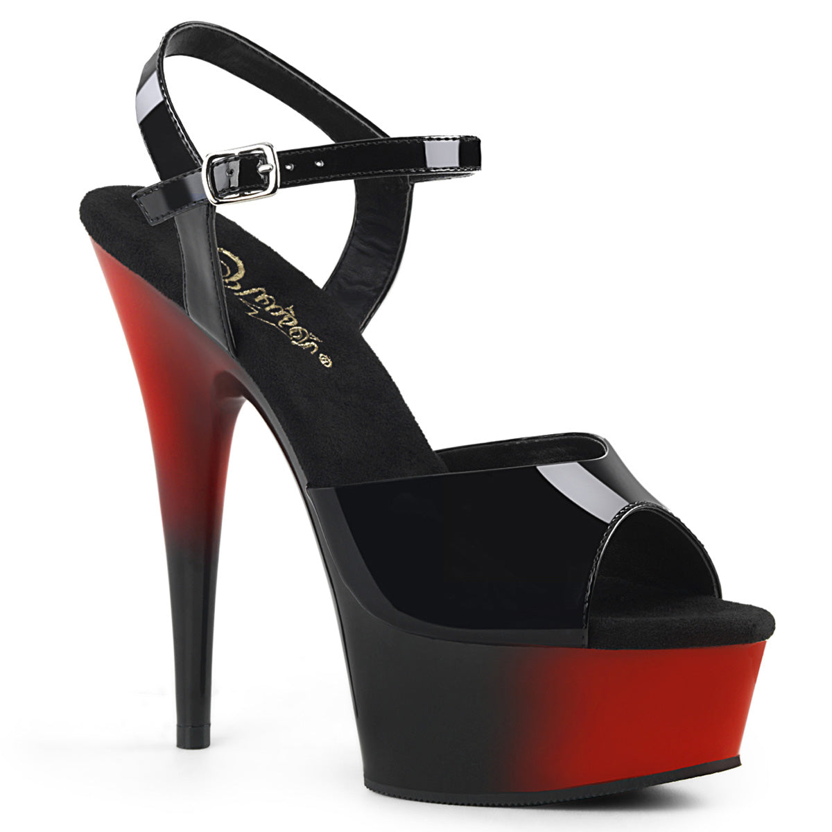 Pleaser Womens Sandals DELIGHT-609BR Blk Pat/Red-Blk