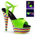 Pleaser Womens Sandals DELIGHT-609RBS Neon Green Pat/Neon Multi