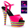 Pleaser Womens Sandals DELIGHT-609RBS Neon H. Pink Pat/Neon Multi