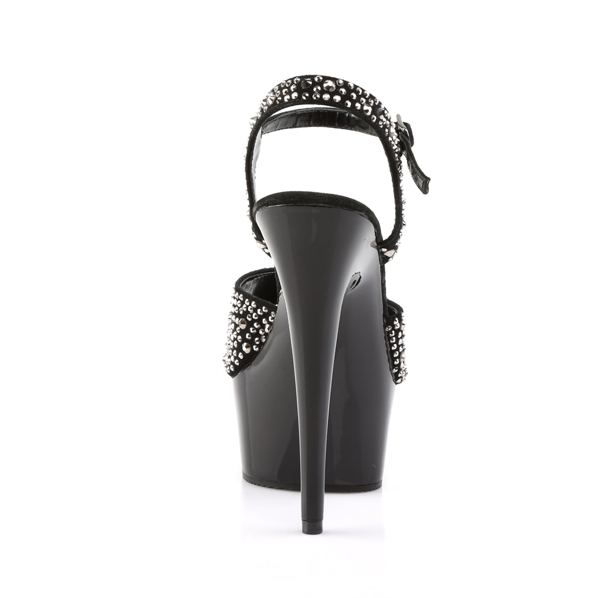 Pleaser Womens Sandals DELIGHT-609RS Blk Suede-Pewter RS/ Blk