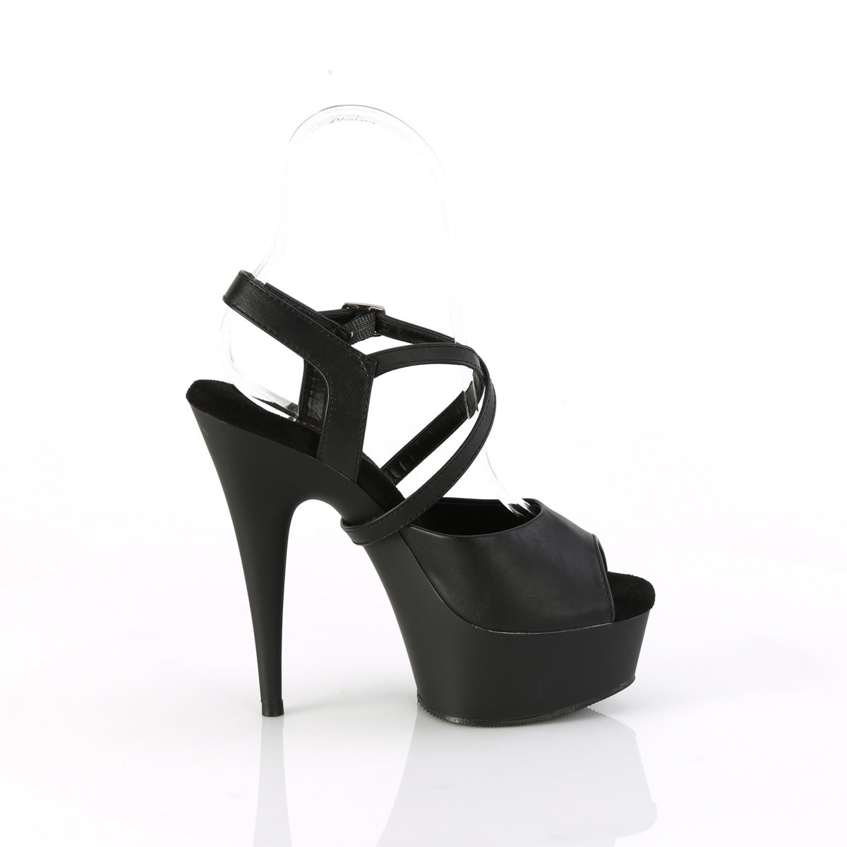 Pleaser   DELIGHT-624-1 Blk Faux Leather/Blk Matte