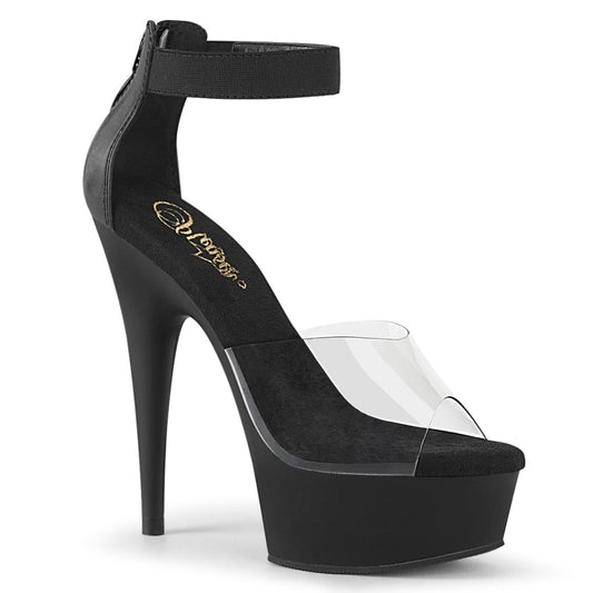 Pleaser Womens Sandals DELIGHT-624 Clr-Blk Elastic Band/Blk Matte